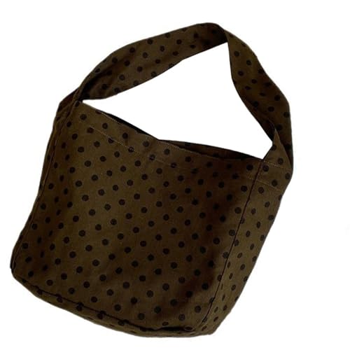 Uqezagpa Canvas Handtasche Damen Schultertasche Arbeitstasche Trendy Geldbörse mit Verschluss Valentinstag Geschenke Canvas Handtasche für Frauen, coffee, One Size von Uqezagpa