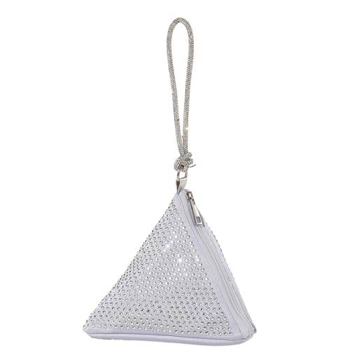 Uqezagpa Damen-Abend-Clutch, exquisite Handtasche, Strass, Damen, dreieckig, Cocktail-Tasche, passend für Handgelenk, Handtasche, C, One Size von Uqezagpa