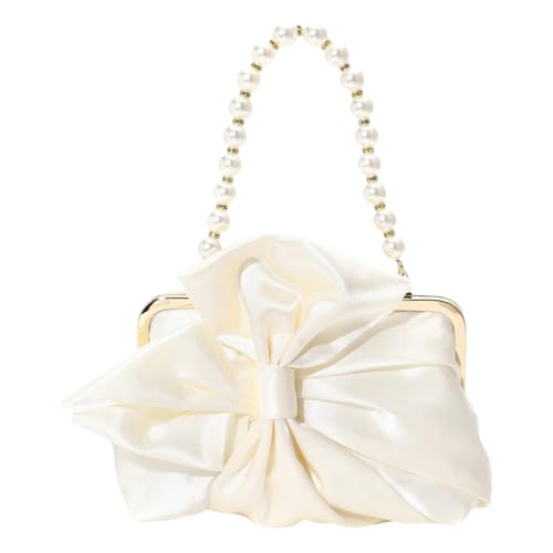 Uqezagpa Damen-Abend-Clutch-Tasche, Hochzeitstasche, süße Schleifen, Clutch, Geldbörse, Abendhandtasche, Perlengriff, Handtasche, Damen, trendig, Clutch, elegante Clutch für Hochzeit, beige, One Size Uqezagpa Damen-Abend-Clutch-Tasche, Hochzeitstasche, süße Schleifen, Clutch, Geldbörse, Abendhandtasche, Perlengriff, Handtasche, Damen, trendig, Clutch, elegante Clutch für Hochzeit, beige, One Size von Uqezagpa