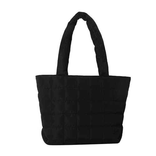 Uqezagpa Damen Achseltasche Mädchen gesteppte Arbeit Polsterung Handtasche große Kapazität Schulter Einkaufen Pendeln Frauen Puffer Arbeit große Kapazität Handtasche gesteppte Achsel-Schulter, Schwarz von Uqezagpa