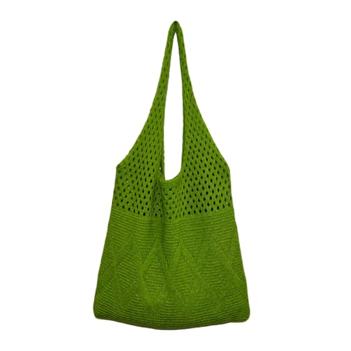 Uqezagpa Damen Gestrickte Schultertasche Trend Seasides Handtasche Strand Große Kapazität Einkaufen Alltag Frauen Gestrickte Handtasche Große Kapazität Schulter Strand Meer, grasgrün, One Size von Uqezagpa