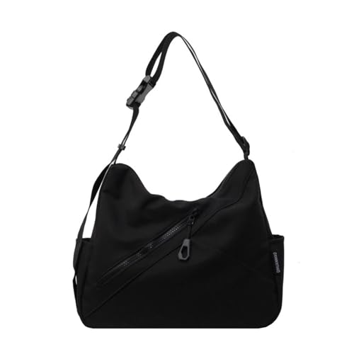Uqezagpa Damen Herren Sport Große Kapazität Verstellbarer Riemen Schultertasche für Schule Einkaufen Reisen Einfarbig Casual Crossbody Mode Schulter, Schwarz , One Size von Uqezagpa