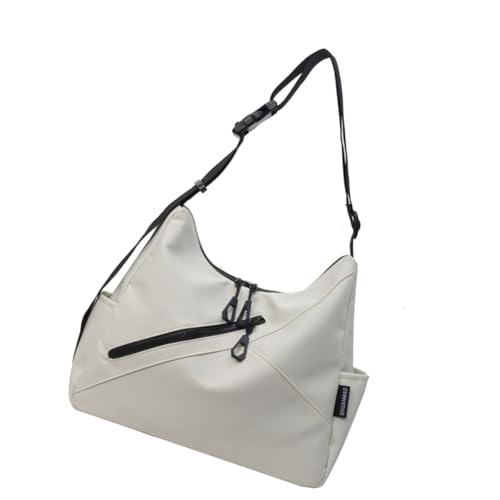 Uqezagpa Damen Herren Sport Große Kapazität Verstellbarer Riemen Schultertasche für Schule Einkaufen Reisen Einfarbig Casual Crossbody Mode Schulter, beige, One Size von Uqezagpa