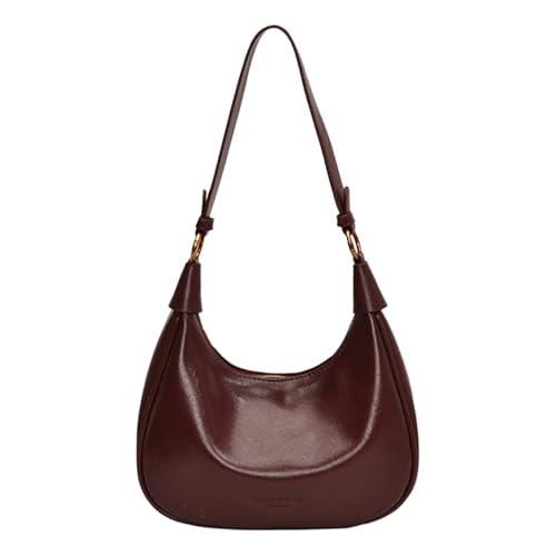 Uqezagpa Damen Knödeltasche, PU-Leder, Schultertasche, Retro-Achselhöhle, Herbst, Geldbörse, einfache Umhängetasche, Halbmond für den täglichen Gebrauch, PU-Leder, Knödel, Retro-Schultern, weibliche von Uqezagpa