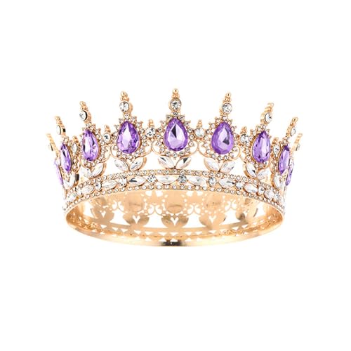 Uqezagpa Damen Kronen Erwachsene Funkelnde Stirnband Legierung Strass Kostüm Haarteile für Hochzeit Geburtstag Abschlussball, 13CM 6CM, Kristall von Uqezagpa