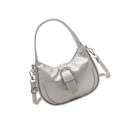 Uqezagpa Damen Mode Pendeln Knödel Taschen PU Leder Schultertasche Handtasche Satchel Geldbörse für Büro und Freizeit PU Leder Handtasche, silber, One Size von Uqezagpa