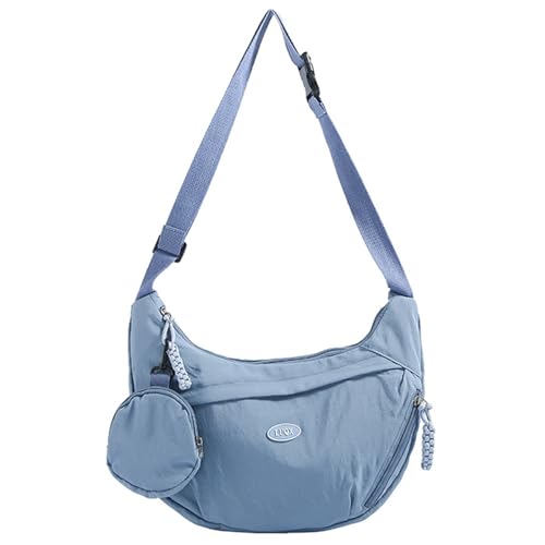 Uqezagpa Damen Nylon Dumpling Taschen Crossbody Tasche mit mehreren Taschen Schulter Geldbörse für Schule Arbeit oder Freizeit Aktivitäten Verstellbarer Riemen Tasche, blau, One Size von Uqezagpa