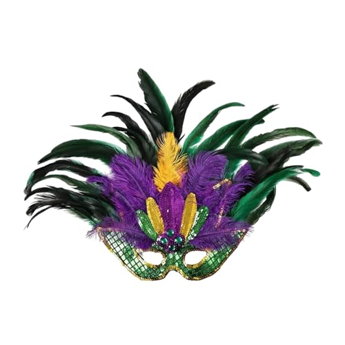 Uqezagpa Damen Pailletten-Stirnband mit Federn, übertriebener Kopfschmuck mit elastischem Band für Karneval, Party, Aufführungen und besondere Anlässe von Uqezagpa