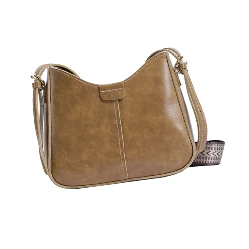 Uqezagpa Damen-Umhängetasche aus PU-Leder mit geräumigem Innenraum, lässig, für den täglichen Gebrauch, khaki, One Size von Uqezagpa