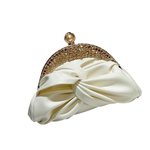 Uqezagpa Damen-Umhängetasche mit Strasssteinen, PU-Leder, Abendkettenriemen, Messenger, Handtasche, Geldbörse für Party, Abschlussball, Damen, Schulterkette, elegant, Crossbody, Hochzeit, weiß, One von Uqezagpa
