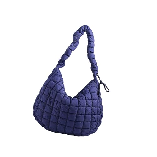 Uqezagpa Damen Wolkentasche, einfarbig, Umhängetasche, große Kapazität, Schultertasche, gesteppt, Achselhöhle, Kuriertasche für Reisen, einfarbig, Schulterwolke, große Kapazität, Crossbody, blau, One von Uqezagpa