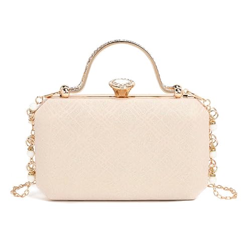 Uqezagpa Damentasche Abendhandtasche Crossbody Clutch Kettenriemen modische Geldbörse für Hochzeit Damen Clutch Kette Riemen Crossbody Abendtasche für Partys, champagnerfarben, One Size von Uqezagpa