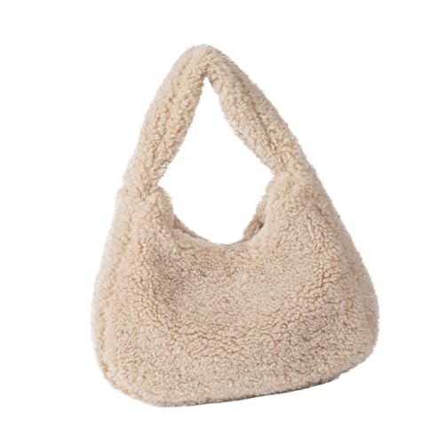 Uqezagpa Einfarbige Plüschtasche für Damen, Herbst, Winter, Top-Griff, modische Handtaschen, zum Einkaufen, schönes Dating, Herbst, Winter, Plüsch, für Damen, modischer Griff oben, trendige Handtasche von Uqezagpa