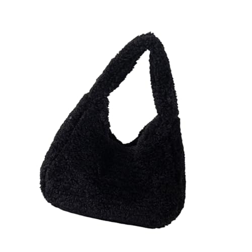 Uqezagpa Einfarbige Plüschtasche für Damen, Herbst, Winter, Top-Griff, modische Handtaschen, zum Einkaufen, schönes Dating, Herbst, Winter, Plüsch, für Damen, modischer Griff oben, trendige Handtasche von Uqezagpa
