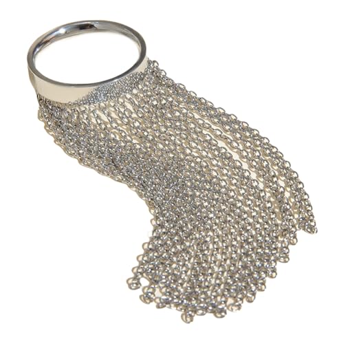 Uqezagpa Einzigartige verstellbare Größe, Edelstahlringe mit Kettenfransen, Partyschmuck, handgefertigtes Accessoire für stilvolle Outfits, modischer Damenschmuck, Einheitsgröße, Wie beschrieben, Wie von Uqezagpa