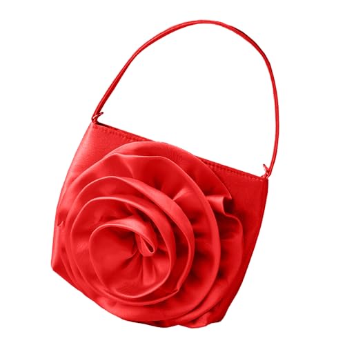 Uqezagpa Elegante Abendtasche mit Kette für Damen, stilvolle Umhängetaschen, Blumen-Handtasche für Brautjungfern und besondere Anlässe, besondere Anlässe, rot, One Size Uqezagpa Elegante Abendtasche mit Kette für Damen, stilvolle Umhängetaschen, Blumen-Handtasche für Brautjungfern und besondere Anlässe, besondere Anlässe, rot, One Size von Uqezagpa