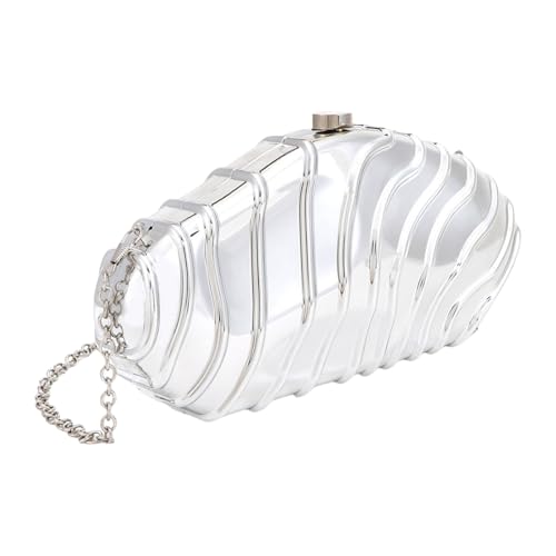 Uqezagpa Elegante Acryl-Umhängetasche mit unregelmäßiger Muschel, Umhängetasche, Abendtasche, Party-Handtasche für besondere Anlässe, einzigartige Abendtasche, silber, One Size von Uqezagpa