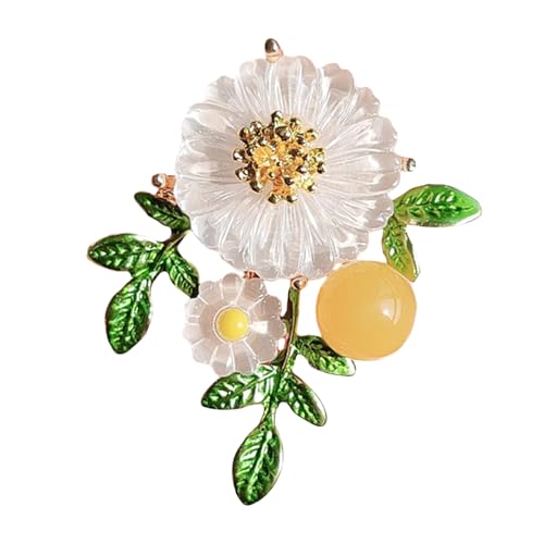 Uqezagpa Elegante Brosche in Blumenform für Damen, grünes Blatt, Blumenmuster, Anstecknadel, Accessoire, Schmuck für Jacken, Rucksäcke, Schals von Uqezagpa