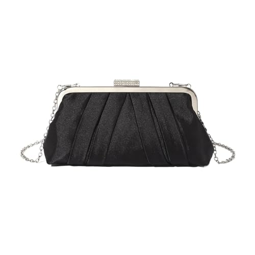 Uqezagpa Elegante Damen-Umhängetasche, plissiert, Abendtasche, Kettenriemen, Bankett, Abendtasche, Geldbörse für Party, Abschlussball, Bankett, modische Schulterkette, Handtasche für Party, Schwarz Uqezagpa Elegante Damen-Umhängetasche, plissiert, Abendtasche, Kettenriemen, Bankett, Abendtasche, Geldbörse für Party, Abschlussball, Bankett, modische Schulterkette, Handtasche für Party, Schwarz von Uqezagpa