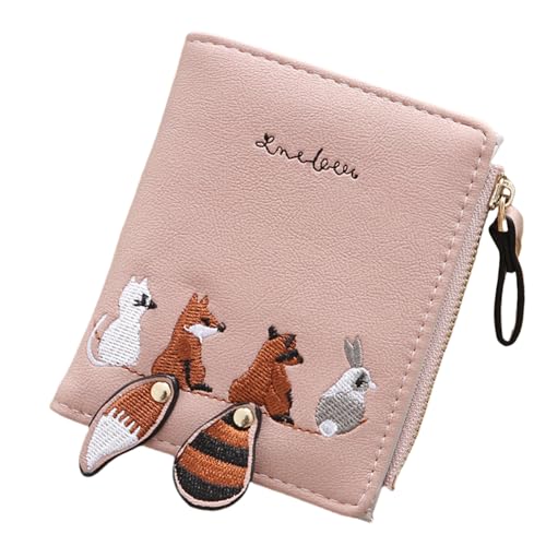 Uqezagpa Elegante Damen kurze Geldbörse Kreditkartenetui Stickerei Geldbörse Münzfach und einfacher Zugang für verschiedene Anlässe PU Leder Geldbörse, a, Mass Beauty von Uqezagpa