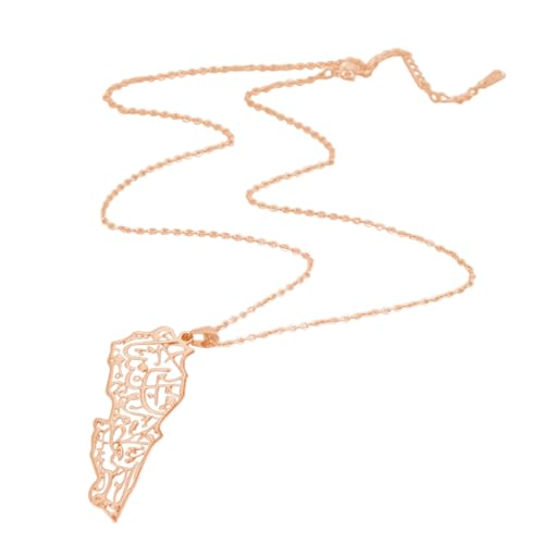 Uqezagpa Elegante Halskette aus Metall, hohl, Libanon-Karte, verstellbare Länge, Halskette für Damen und Herren, modischer Choker, SizeApprox.29.3x31.7mm/1.15x1.25inch, Titanstahl, Kein Edelstein von Uqezagpa