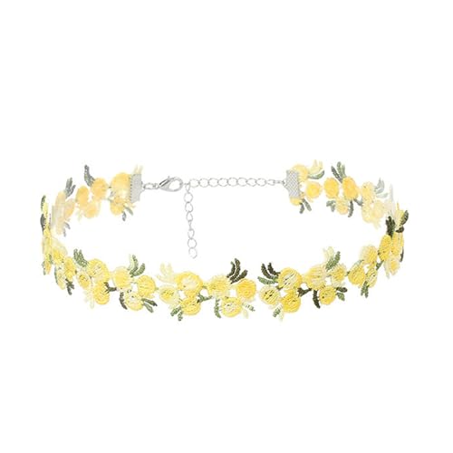 Uqezagpa Elegante Halskette mit Blumenmuster, Spitze, verstellbar, romantischer Schmuck, Accessoire für trendige Frauen und Mädchen im Alltag, Size Length 37cm/14.56inch, Gemischte Materialien, Kein von Uqezagpa