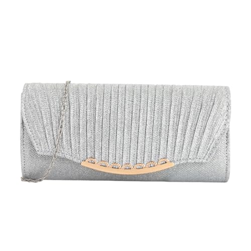 Uqezagpa Elegante Handtasche mit Kette, Abendtasche, Umhängetasche, einzigartige Hochzeitstasche, geeignet für verschiedene Anlässe, Crossbody-Börse, silber, One Size von Uqezagpa