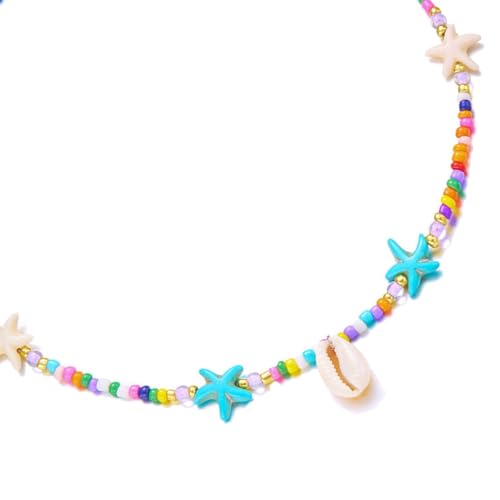 Uqezagpa Elegante Muschel-Halskette für Strandausflüge und alltägliche modische Statement-Stücke mit verstellbaren Perlen, 21cm50cm, Perlen, Kein Edelstein von Uqezagpa