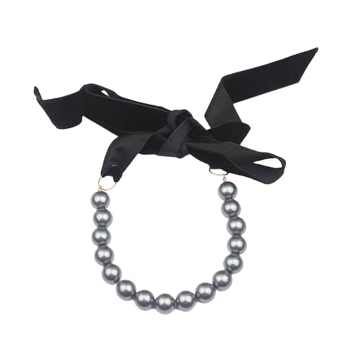 Uqezagpa Elegante Samtband-Halskette mit Kunstperlen, verstellbare Länge, Perlen-Choker, Damenschmuck, modisches Accessoire, stilvolles Bekleidungsaccessoire, Einheitsgröße, Wie beschrieben, Wie von Uqezagpa