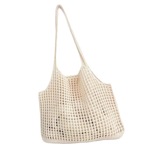 Uqezagpa Elegante Schultertasche mit ausgehöhltem Design, gehäkelt, Strick, Handtasche, große Strandtasche für Damen, Reisen, unverzichtbar, gehäkelt, Strandtasche, beige, One Size Uqezagpa Elegante Schultertasche mit ausgehöhltem Design, gehäkelt, Strick, Handtasche, große Strandtasche für Damen, Reisen, unverzichtbar, gehäkelt, Strandtasche, beige, One Size von Uqezagpa