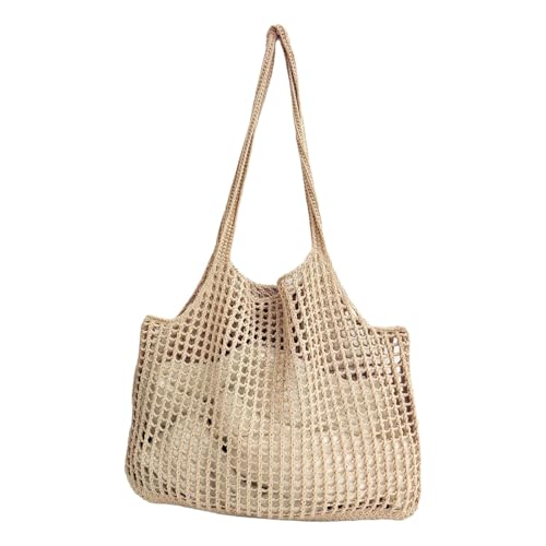 Uqezagpa Elegante Schultertasche mit ausgehöhltem Design, gehäkelt, Strick, Handtasche, große Strandtasche für Damen, Reisen, unverzichtbar, gehäkelt, Strandtasche, khaki, One Size Uqezagpa Elegante Schultertasche mit ausgehöhltem Design, gehäkelt, Strick, Handtasche, große Strandtasche für Damen, Reisen, unverzichtbar, gehäkelt, Strandtasche, khaki, One Size von Uqezagpa
