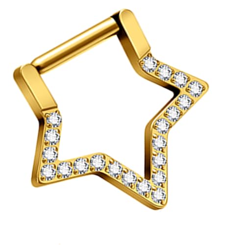 Uqezagpa Elegante Stern-Nasenringe für Frauen, modisches anspruchsvolles Design für Partys und den Alltag, 1.2*8mm, Titanlegierung, Beryll von Uqezagpa