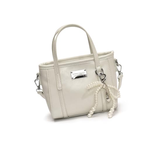 Uqezagpa Elegante Umhängetasche, modische Umhängetasche, mit Perlen, Schleifen, Anhänger, PU-Leder, Handtasche für verschiedene Outfits und Anlässe, Damentasche, weiß, One Size Uqezagpa Elegante Umhängetasche, modische Umhängetasche, mit Perlen, Schleifen, Anhänger, PU-Leder, Handtasche für verschiedene Outfits und Anlässe, Damentasche, weiß, One Size von Uqezagpa
