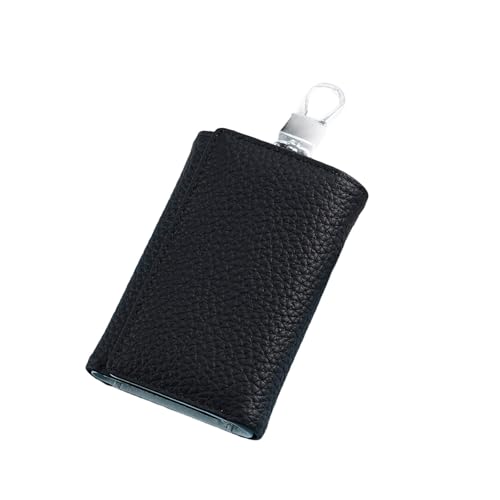 Uqezagpa Elegantes Etui und Geldbörse, PU-Leder, Kartenhalter mit Metallhaken, kurze Münzbörse für Damen und Herren, für den täglichen Gebrauch, Schwarz , Mass Beauty von Uqezagpa