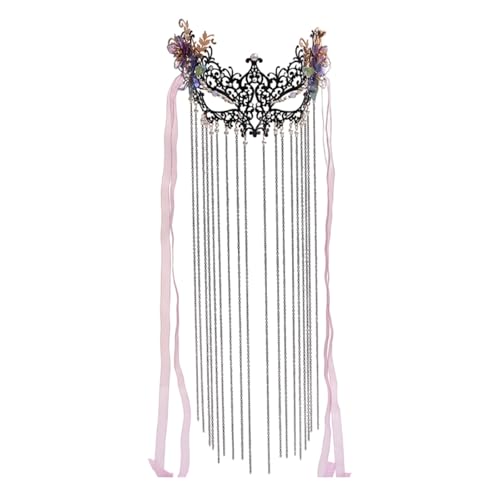 Uqezagpa Exotische Quasten, Gesicht mit handgefertigten Fransen, Retro-Perlen, Gesichtsschleier, Schmuck für Tanzdarsteller, Hochzeit, Braut, 30 cm, Metalllegierung, Beryll von Uqezagpa