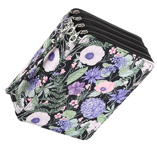 Uqezagpa Farbiges Federmäppchen mit 168 Fächern, großes Fassungsvermögen, Reise-Organizer, Reißverschlusstasche für Buntstifte, Gel, tragbare Zeichenstifte, Grüne Blätter von Uqezagpa