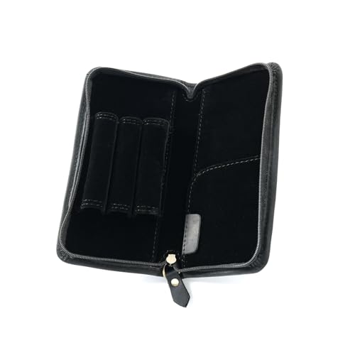 Uqezagpa Federmäppchen, Füllfederhalter-Etui, 3 geteilte Fächer, Reißverschlusshalter, große Kapazität, Schreibwaren-Tasche, Schule, Bürobedarf, Schwarz von Uqezagpa