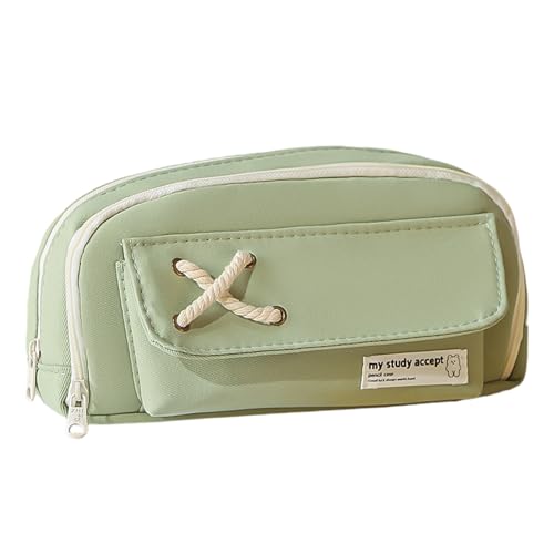 Uqezagpa Federmäppchen Mädchen Federmäppchen Schreibwaren Tasche Make-up Leinwand Stift Organizer Schreibwaren für Schule Büro Fall Leinwand Große Kapazität Stift Make-up für Mädchen, grün von Uqezagpa