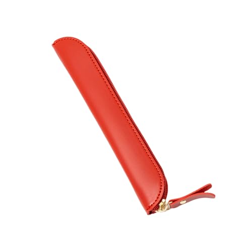 Uqezagpa Federmäppchen aus PU-Leder, Stifteetui, Schutzhülle, Kugelschreiberverpackung, Aufbewahrungstasche, Leder-Federmäppchen, Schreibwaren-Tasche, rot von Uqezagpa