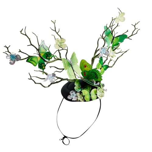 Uqezagpa Filigraner Retro-Kopfschmuck, elegante Blumen-Haarnadel, Hut, Party-Haarteil mit Schmetterlings-Haarspange für Damen, Schmetterlings-Zylinder-Clip von Uqezagpa
