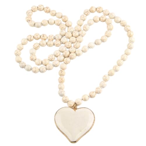 Uqezagpa Frauen Böhmische Türkisfarbene Halskette Mit Herzheizen Vintage Ethnische Stile Neckchain Langpullover Kette Accessoire Einzigartiger Türkiser Anhänger von Uqezagpa