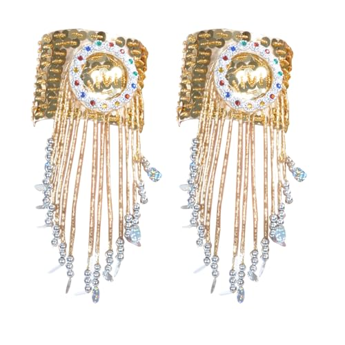 Uqezagpa Funkelnde Fransen, Bauchtanz-Armband mit goldenen Pailletten, Perlen, schimmernde Quasten, Bauchtanz, 24 cm, Polyesterfaser von Uqezagpa