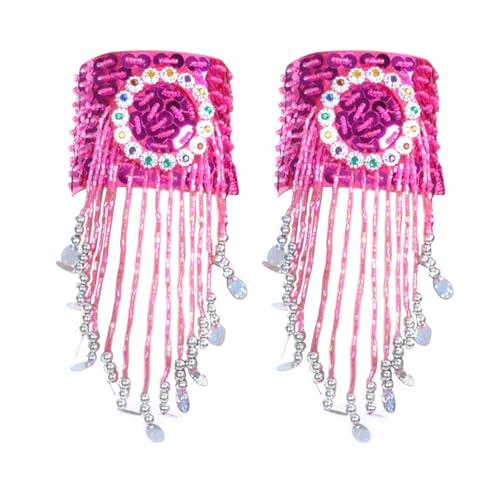 Uqezagpa Funkelnde Fransen, Bauchtanz-Armband mit goldenen Pailletten, Perlen, schimmernde Quasten, Bauchtanz, 24 cm, Polyesterfaser von Uqezagpa