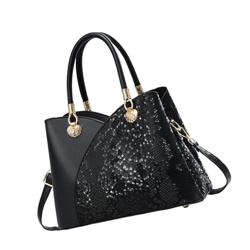 Uqezagpa Funktionelle Damen-Arbeitstasche 2025, praktische PU-Schultertasche, geräumiges Fach für Büro, Einkaufen, Reisen, modische PU-Umhängetasche für Damen, Schwarz , One Size von Uqezagpa