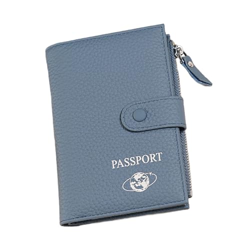 Uqezagpa Funktionelle Reisepasshülle für Reisen und den täglichen Gebrauch, PU-Leder, Kartenetui, Münzbörse und mehrere Fächer, Reisepasshülle, blau, Mass Beauty von Uqezagpa