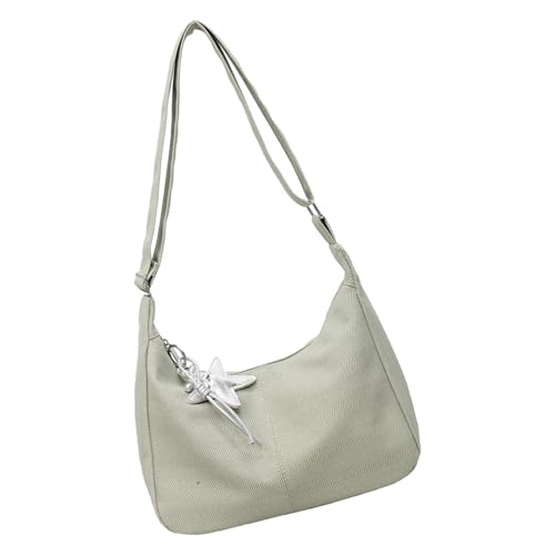 Uqezagpa Funktionelle Umhängetasche aus Segeltuch für Damen und Herren, verstellbarer Riemen, bequeme Pendlertasche, aus Segeltuch, grün, One Size von Uqezagpa