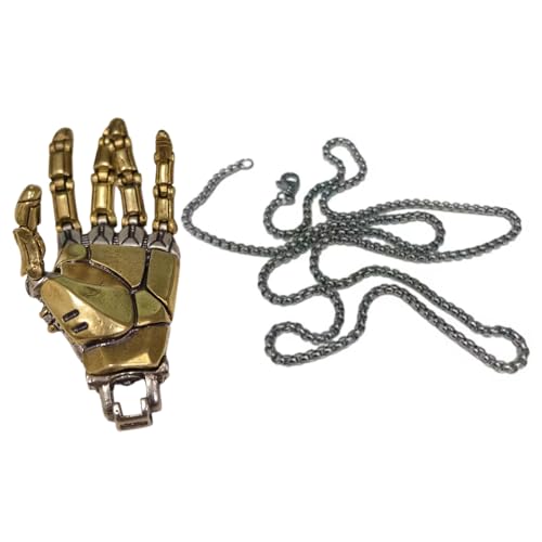 Uqezagpa Futuristische mechanische Kupfer-Halskette, bewegliche Fingergelenke, Roboter, handgefertigter Schmuck, für Herren und Damen, hochwertige Handwerkskunst, Kupfer-Halskette, Einheitsgröße, Wie von Uqezagpa