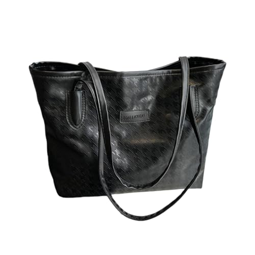 Uqezagpa Geräumige, wasserdichte PU-Handtasche für Damen, Hahnentritt-Design, Pendler, Schulter mit abnehmbarem Charm, modische Hahnentritt-Schulter, Schwarz , Einheitsgröße von Uqezagpa