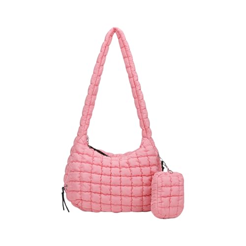 Uqezagpa Gesteppte Umhängetasche für Damen, leicht, stilvoll, Puffer-Crossbody-Tasche mit kleinen Reißverschlüssen, Make-up-Geldbörse, mehrere Fächer, D, One Size von Uqezagpa