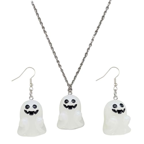 Uqezagpa Glänzendes Schmuck-Set, Halloween-Halskette und Ohrringe, verstellbare Länge, Halskette, Anhänger, Mode-Accessoires, einzigartiger Schmuck, Einheitsgröße, Wie beschrieben, Wie beschrieben von Uqezagpa